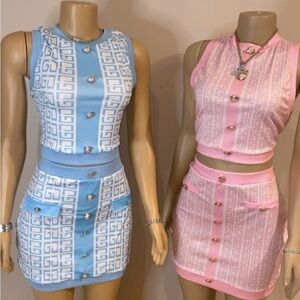 Blue and Pink Skirt Set